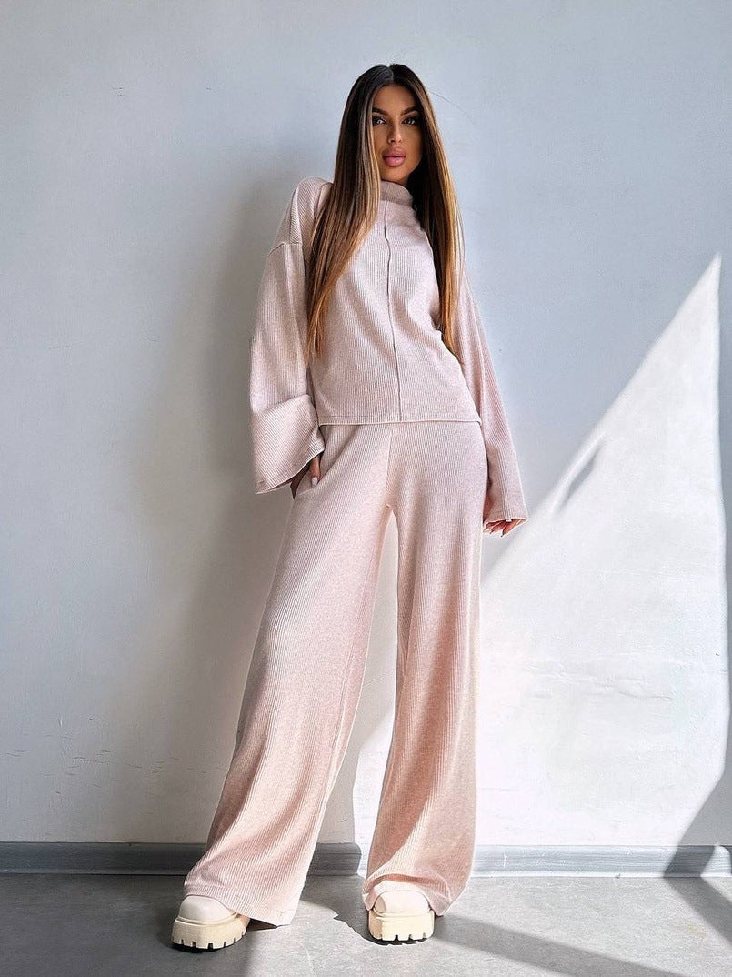 Kvinnors loungewear-set med lös passform och modern ribbdesign-Eva Jonsson