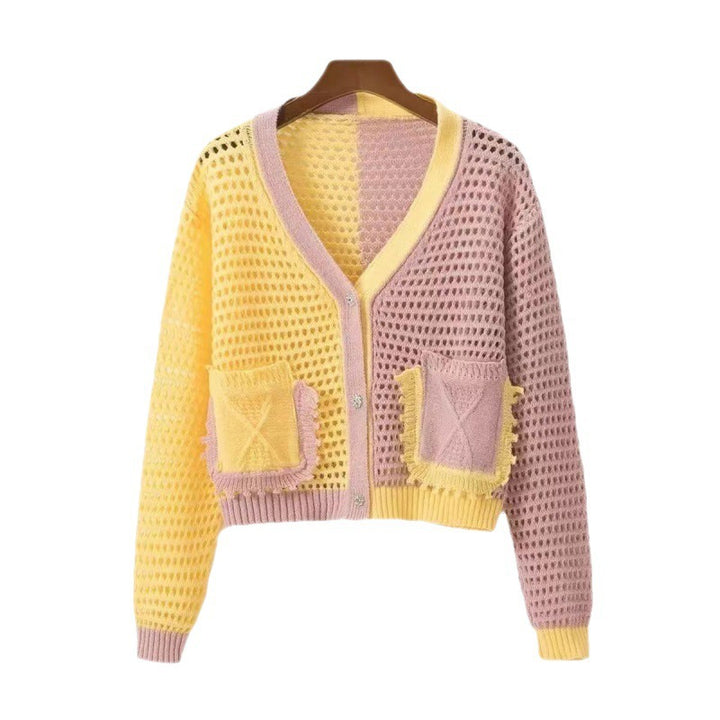 Kvinnors luftiga stickade cardigan med fin maskstruktur och fickor Mirla-Eva Jonsson
