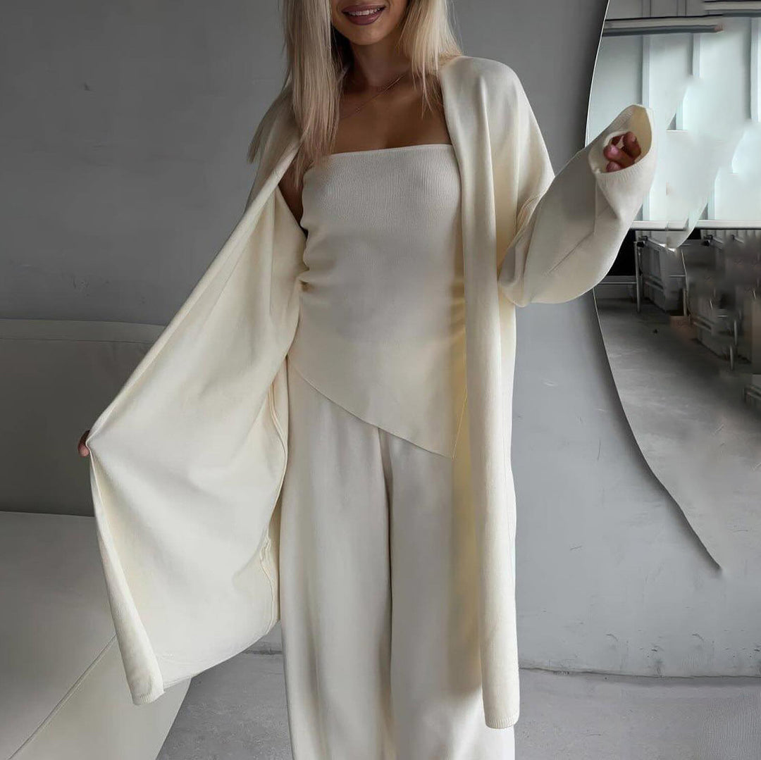 Kvinnors lyxiga lounge-set med ärmlös topp och bred cardigan Mirla-Eva Jonsson