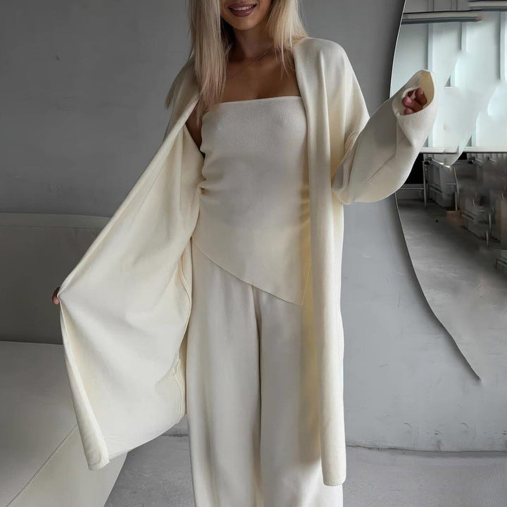 Kvinnors lyxiga lounge-set med ärmlös topp och bred cardigan Mirla-Eva Jonsson