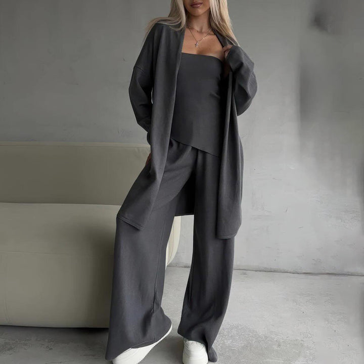 Kvinnors lyxiga lounge-set med ärmlös topp och bred cardigan Mirla-Eva Jonsson