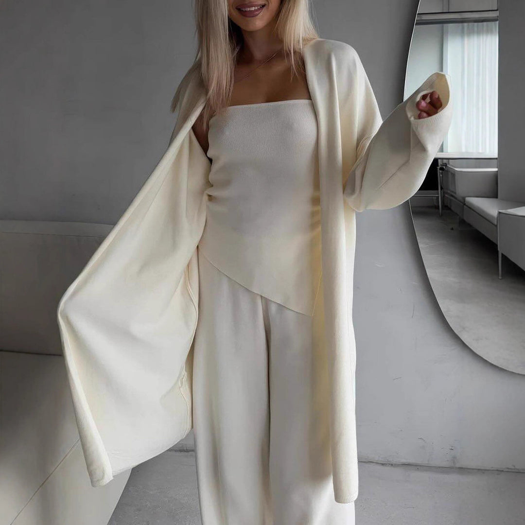 Kvinnors lyxiga lounge-set med ärmlös topp och bred cardigan Mirla-Eva Jonsson