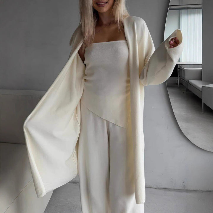 Kvinnors lyxiga lounge-set med ärmlös topp och bred cardigan Mirla-Eva Jonsson