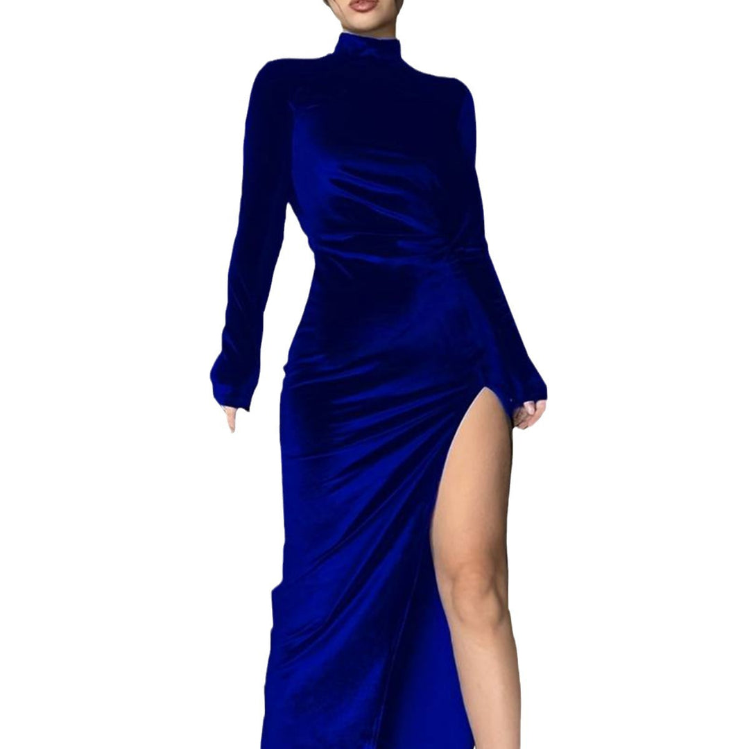 Kvinnors maxikjol med hög slits och elegant ståkrage look Mirla-Eva Jonsson