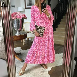 Kvinnors maxiklänning i elegant leopardtryck Mirla-Eva Jonsson