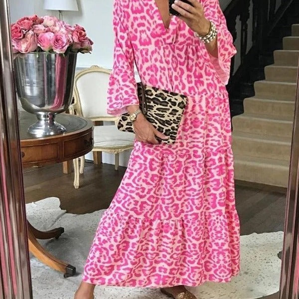 Kvinnors maxiklänning i elegant leopardtryck Mirla-Eva Jonsson