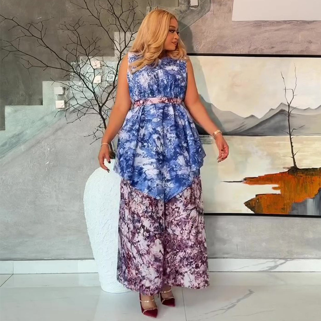 Kvinnors maxiklänning med asymmetrisk design och funktionellt fickområde-Eva Jonsson