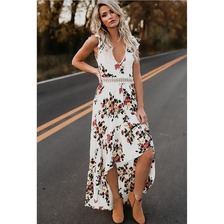 Kvinnors maxiklänning med blommiga detaljer och elastisk midja Mirla-Eva Jonsson
