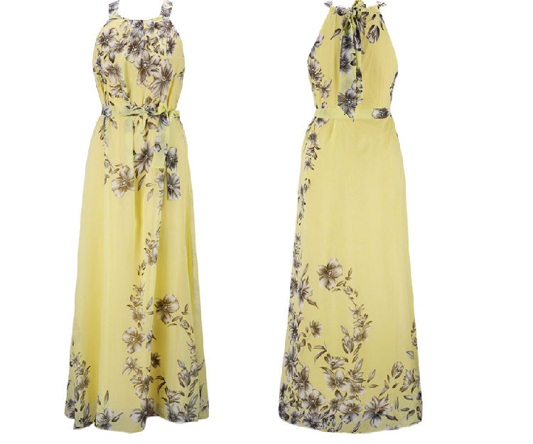 Kvinnors maxiklänning med blommönster och off-the-shoulder hals Mirla-Eva Jonsson
