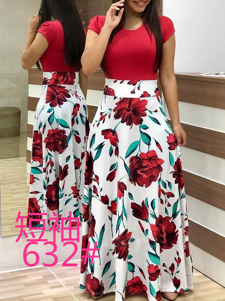 Kvinnors maxiklänning med blommotiv och elastisk midja Mirla-Eva Jonsson
