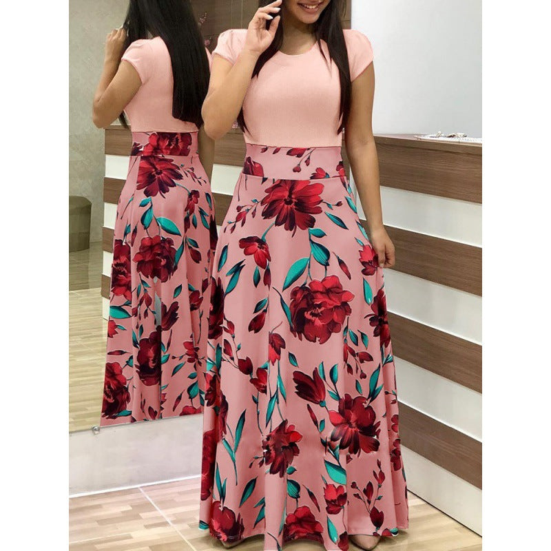 Kvinnors maxiklänning med blommotiv och elastisk midja Mirla-Eva Jonsson
