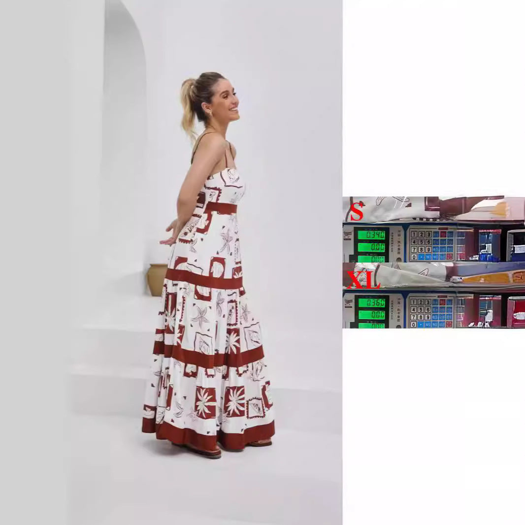 Kvinnors maxiklänning med elastisk midja och bohemisk mönster Mirla-Eva Jonsson