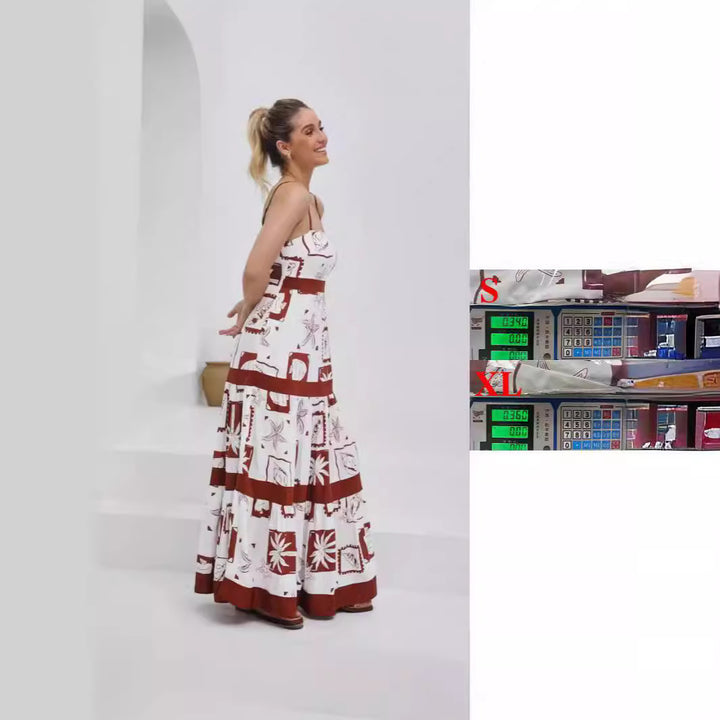 Kvinnors maxiklänning med elastisk midja och bohemisk mönster Mirla-Eva Jonsson