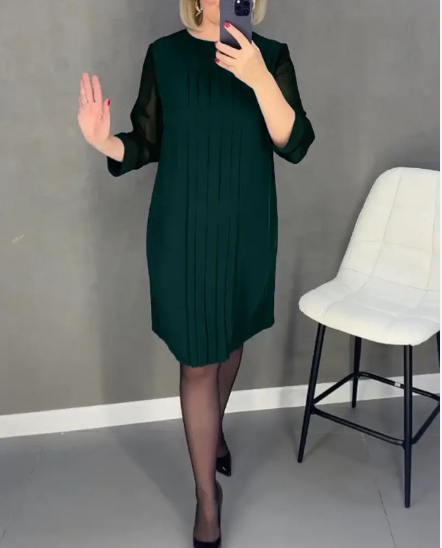 Kvinnors maxiklänning med elegant drapering och transparenta ärmar Mirla-Eva Jonsson