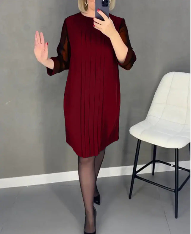 Kvinnors maxiklänning med elegant drapering och transparenta ärmar Mirla-Eva Jonsson