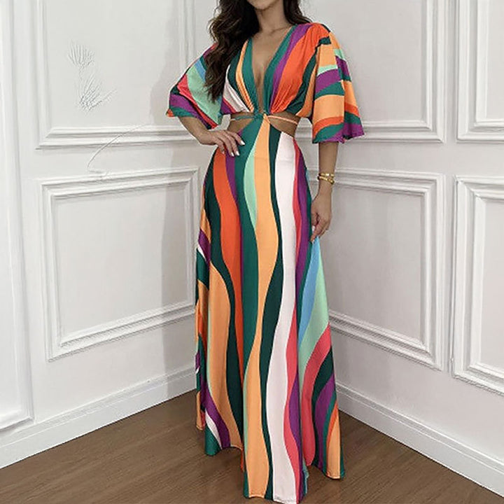 Kvinnors maxiklänning med eleganta vågmönster Mirla-Eva Jonsson