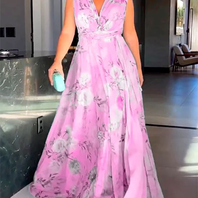 Kvinnors maxiklänning med flödande snitt och eleganta volangdetaljer-Eva Jonsson