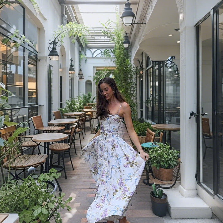 Kvinnors maxiklänning med floral design och fin drapering Eva Jonsson-Eva Jonsson