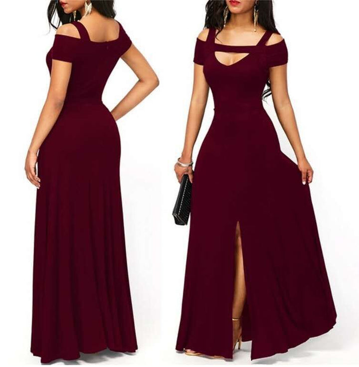 Kvinnors maxiklänning med off-shoulder-design och elegant slits Mirla-Eva Jonsson