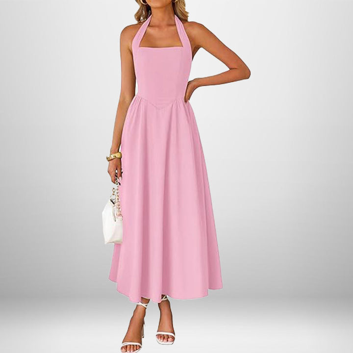 Kvinnors maxiklänning med off-shoulder halterneck och flödande kjol Mirla-Eva Jonsson
