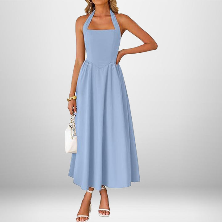 Kvinnors maxiklänning med off-shoulder halterneck och flödande kjol Mirla-Eva Jonsson