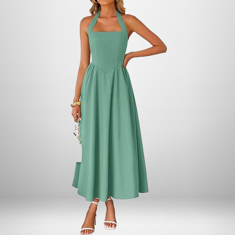 Kvinnors maxiklänning med off-shoulder halterneck och flödande kjol Mirla-Eva Jonsson