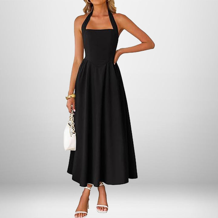 Kvinnors maxiklänning med off-shoulder halterneck och flödande kjol Mirla-Eva Jonsson