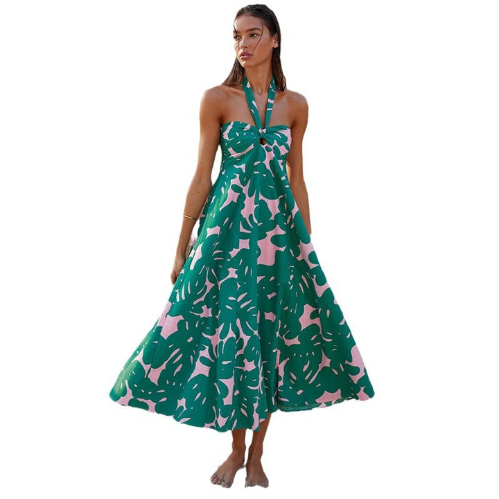 Kvinnors maxiklänning med strapless helrörlig midja och blommönster Mirla-Eva Jonsson