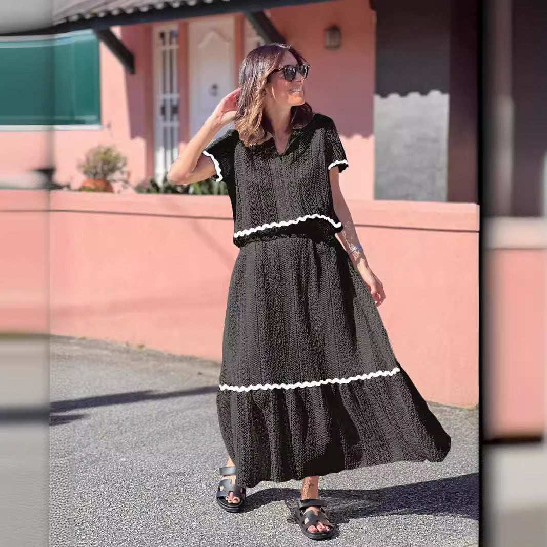 Kvinnors maxiklänning med voluminös kjol och elegant volang Mirla-Eva Jonsson
