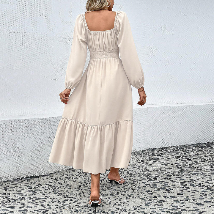 Kvinnors midiklänning med smickrande midja och eleganta volanger Mirla-Eva Jonsson