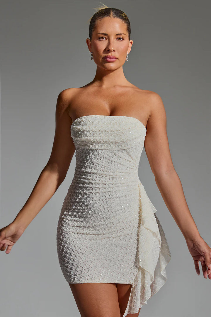 Kvinnors miniklänning med rynkad bodice och elegant drapering Mirla-Eva Jonsson