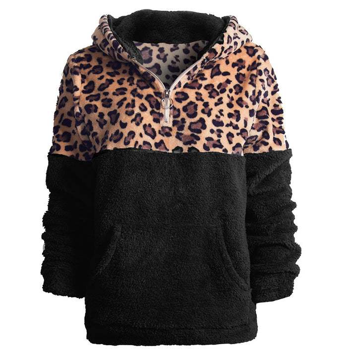 Kvinnors mjuk hoodietröja med spännande leopardmönster och känguruficka Eva Jonsson-Eva Jonsson