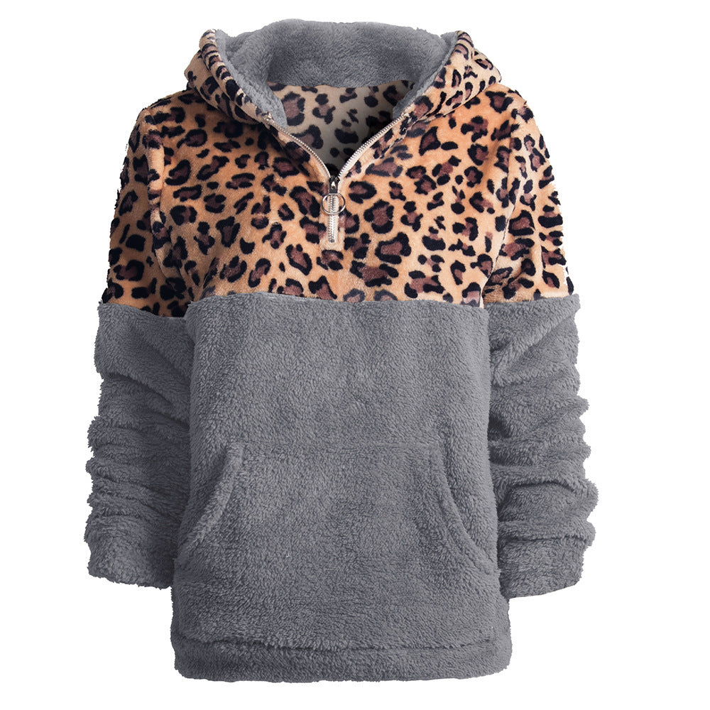Kvinnors mjuk hoodietröja med spännande leopardmönster och känguruficka Eva Jonsson-Eva Jonsson
