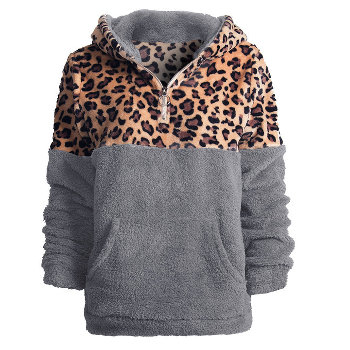 Kvinnors mjuk hoodietröja med spännande leopardmönster och känguruficka Eva Jonsson-Eva Jonsson