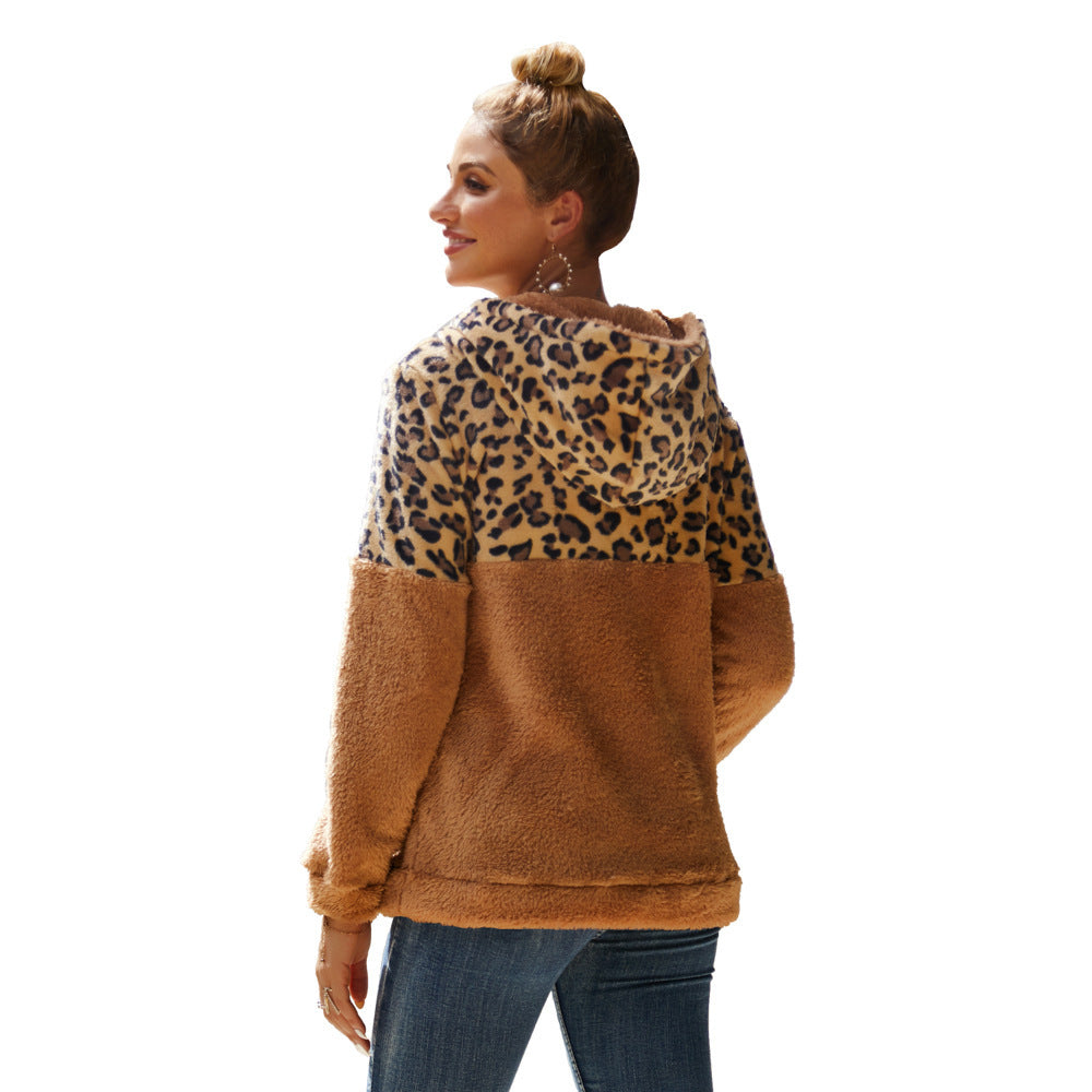Kvinnors mjuk hoodietröja med spännande leopardmönster och känguruficka Eva Jonsson-Eva Jonsson
