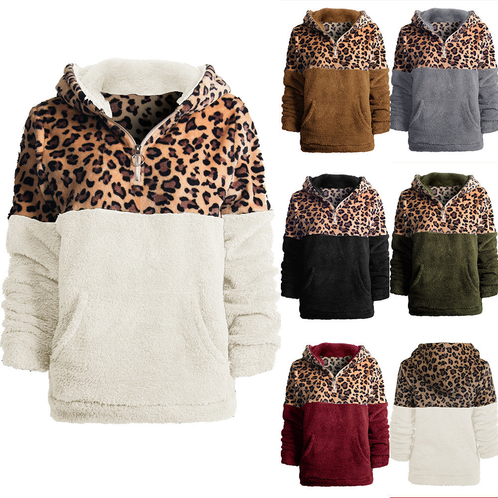 Kvinnors mjuk hoodietröja med spännande leopardmönster och känguruficka Eva Jonsson-Eva Jonsson
