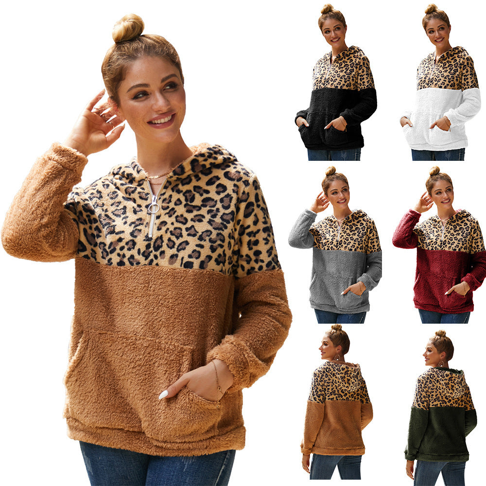 Kvinnors mjuk hoodietröja med spännande leopardmönster och känguruficka Eva Jonsson-Eva Jonsson
