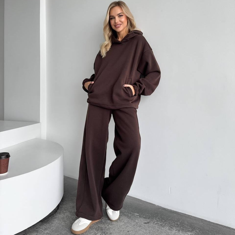 Kvinnors mjuka fleece hoodie och lösa joggingsbyxor set Mirla-Eva Jonsson