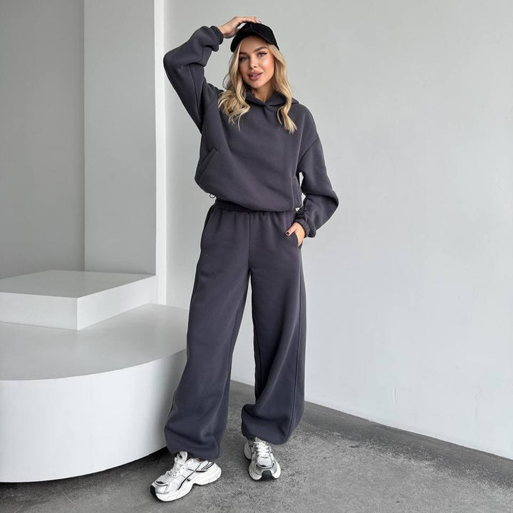 Kvinnors mjuka fleece hoodie och lösa joggingsbyxor set Mirla-Eva Jonsson