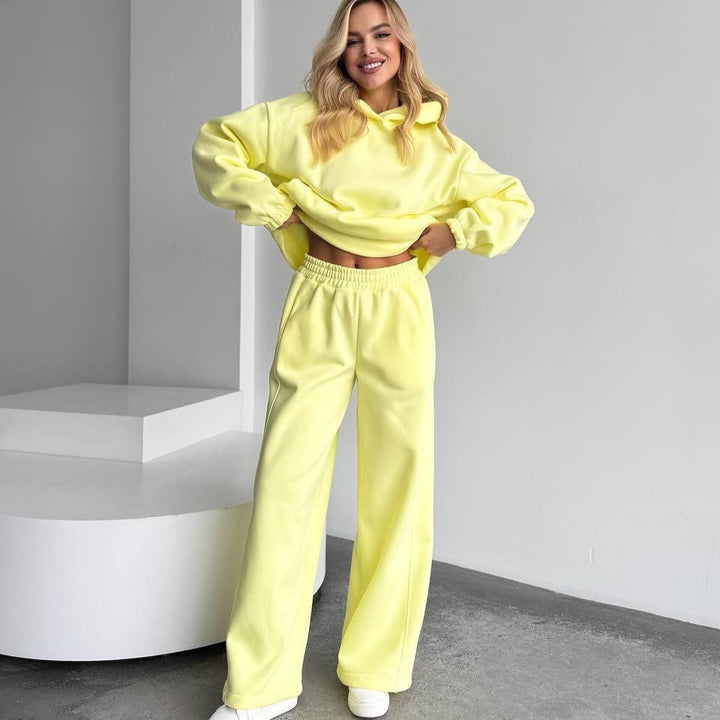 Kvinnors mjuka fleece hoodie och lösa joggingsbyxor set Mirla-Eva Jonsson