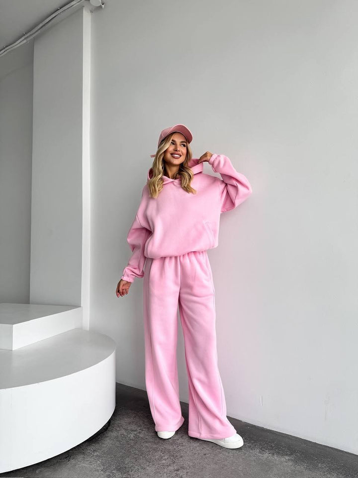Kvinnors mjuka fleece hoodie och lösa joggingsbyxor set Mirla-Eva Jonsson