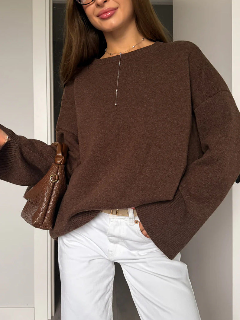 Kvinnors mjuka oversized tröja med klassiska sömmar och lös passform Mirla-Eva Jonsson
