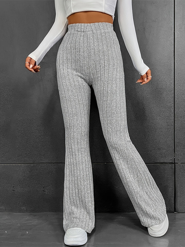 Kvinnors mjuka ribbade högmidjade byxor Mirla-Eva Jonsson
