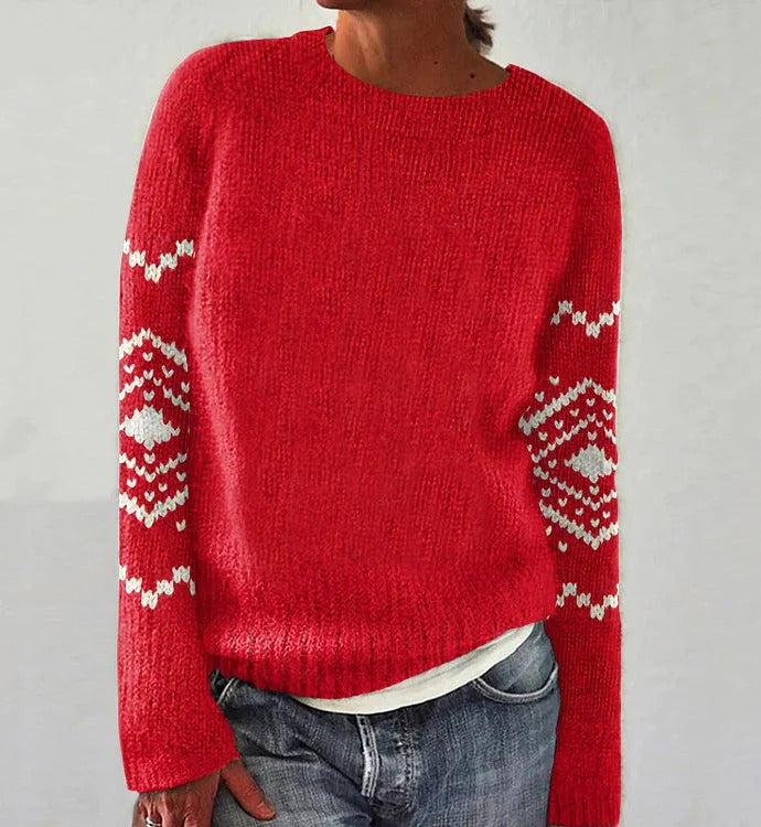 Kvinnors mjuka stickade tröja med unikt snöflinge-broderi Mirla-Eva Jonsson