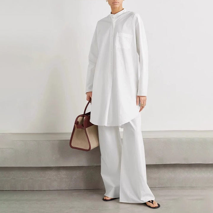 Kvinnors mode blus med rund krage och asymmetrisk skärning Mirla-Eva Jonsson
