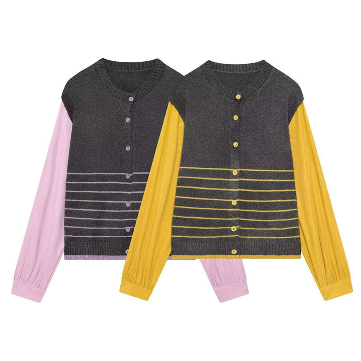 Kvinnors mode cardigan med eleganta kontraster Mirla-Eva Jonsson
