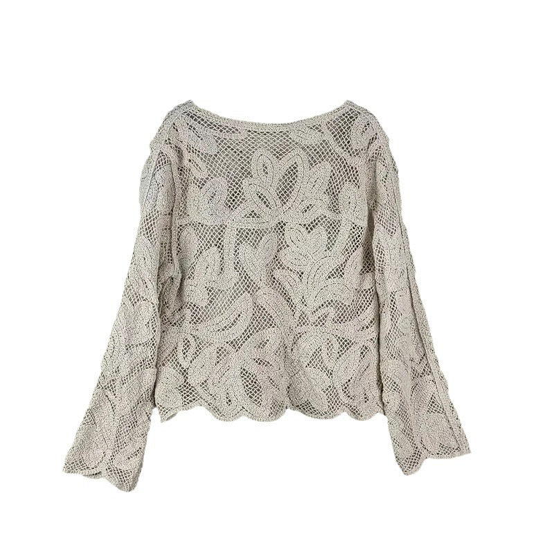 Kvinnors mode cardigan med luftig virkad look Mirla-Eva Jonsson