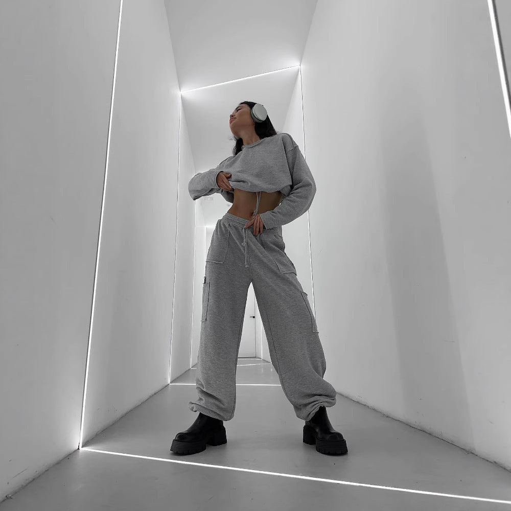 Kvinnors mode crop sweatshirt med justerbar nederkant Mirla-Eva Jonsson