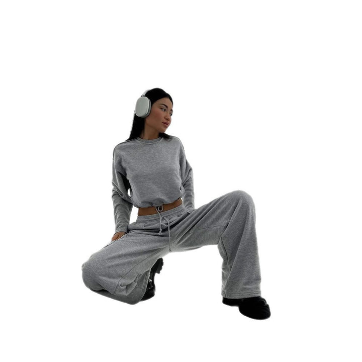Kvinnors mode crop sweatshirt med justerbar nederkant Mirla-Eva Jonsson