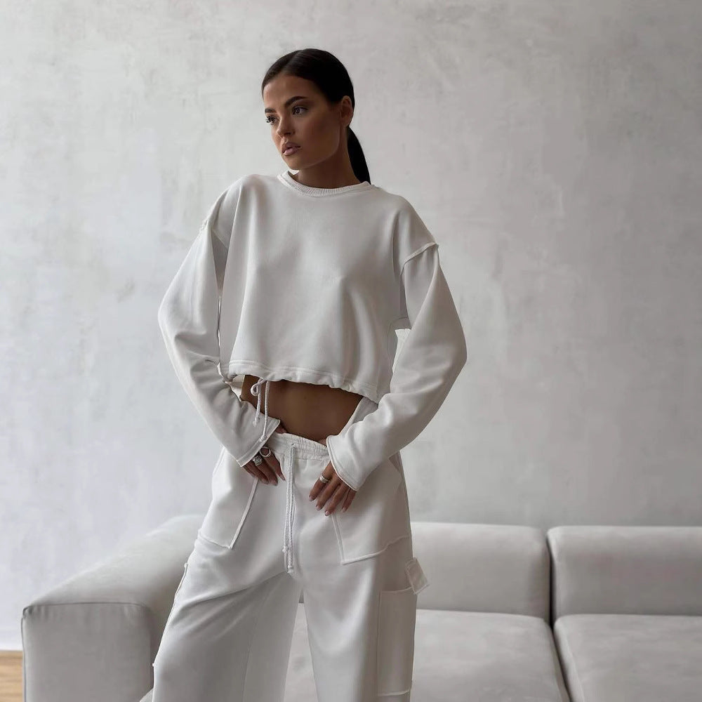 Kvinnors mode crop sweatshirt med justerbar nederkant Mirla-Eva Jonsson